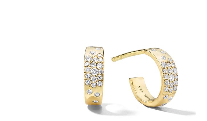 STARDUST Huggie Hoop Earrings in 18K Gold with Diamonds