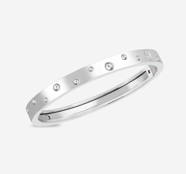 18K POIS MOI 1 ROW SQUARE BANGLE WITH DIAMONDS