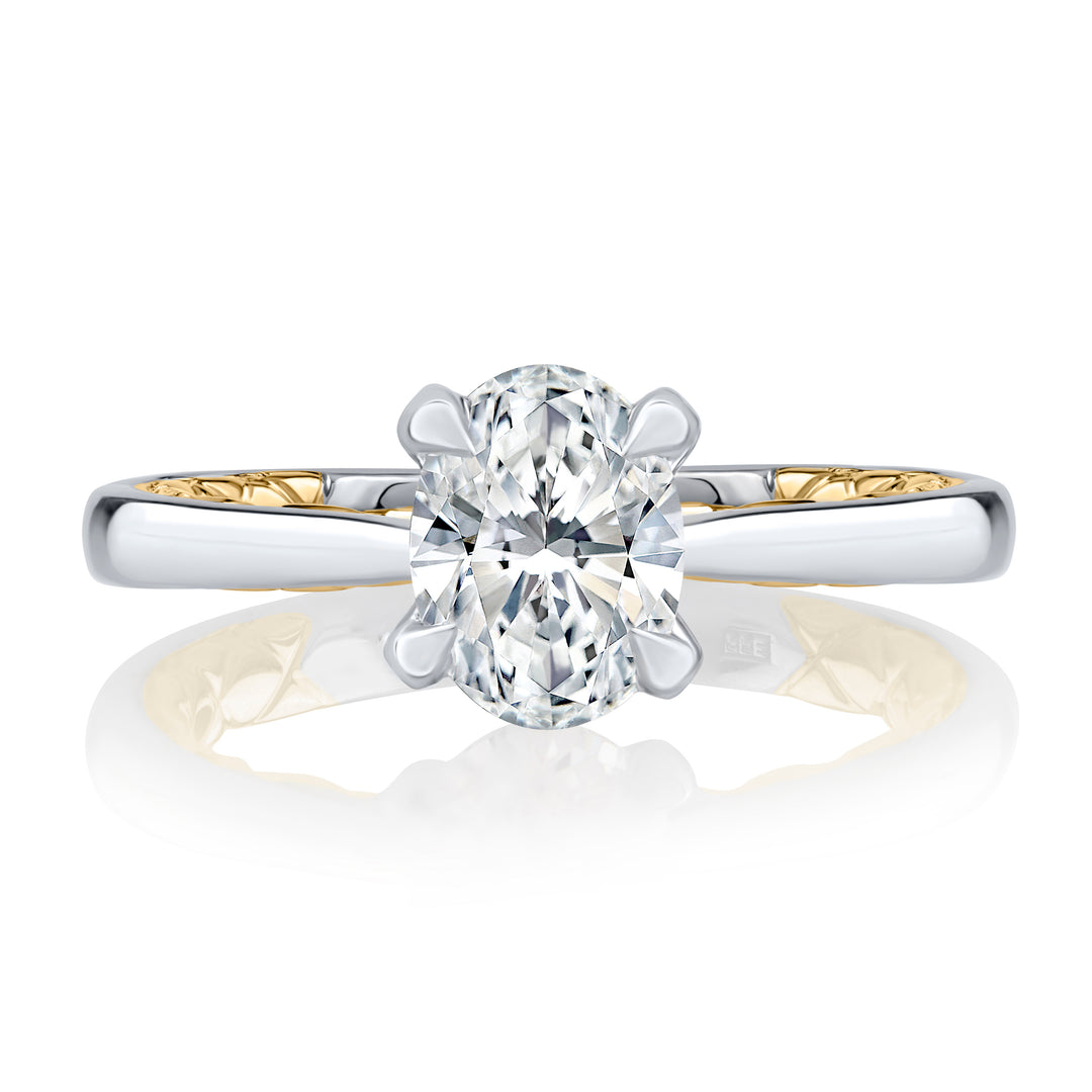 Elegant Two Tone Oval Cut Diamond Engagement Ring