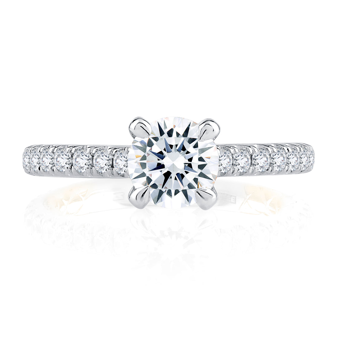 Timeless Two Tone Round Cut Diamond Engagement Ring