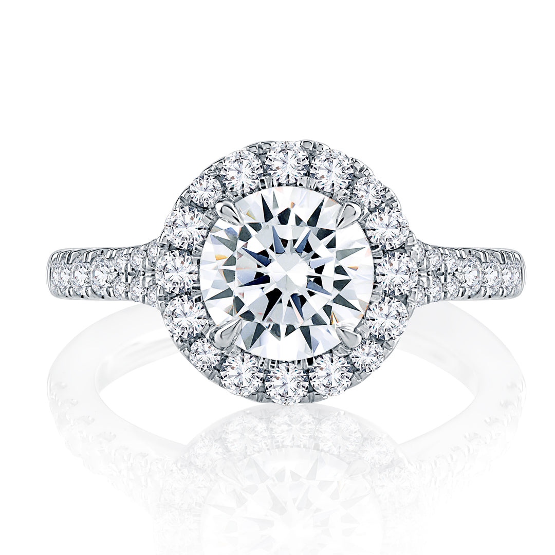 Modern Halo Round Cut Diamond Engagement Ring