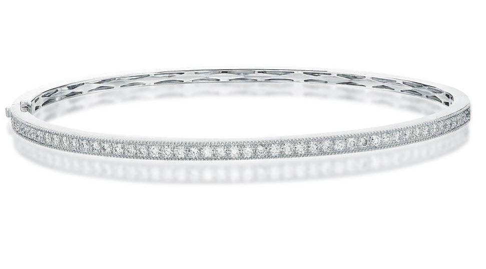 Milgrain Diamond Bangle .80 Total Carat Weight