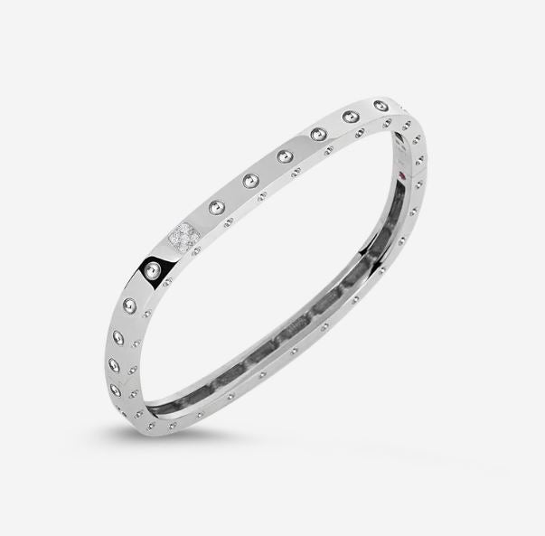 18K POIS MOI 1 ROW SQUARE BANGLE WITH DIAMONDS