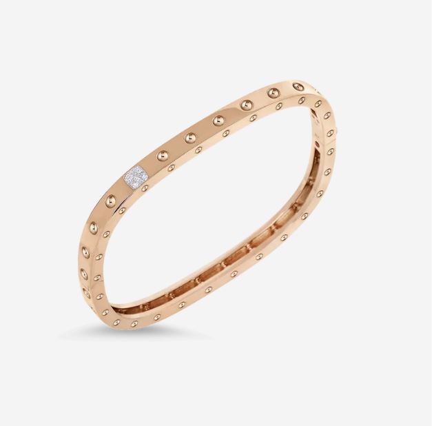 18K POIS MOI 1 ROW SQUARE BANGLE WITH DIAMONDS