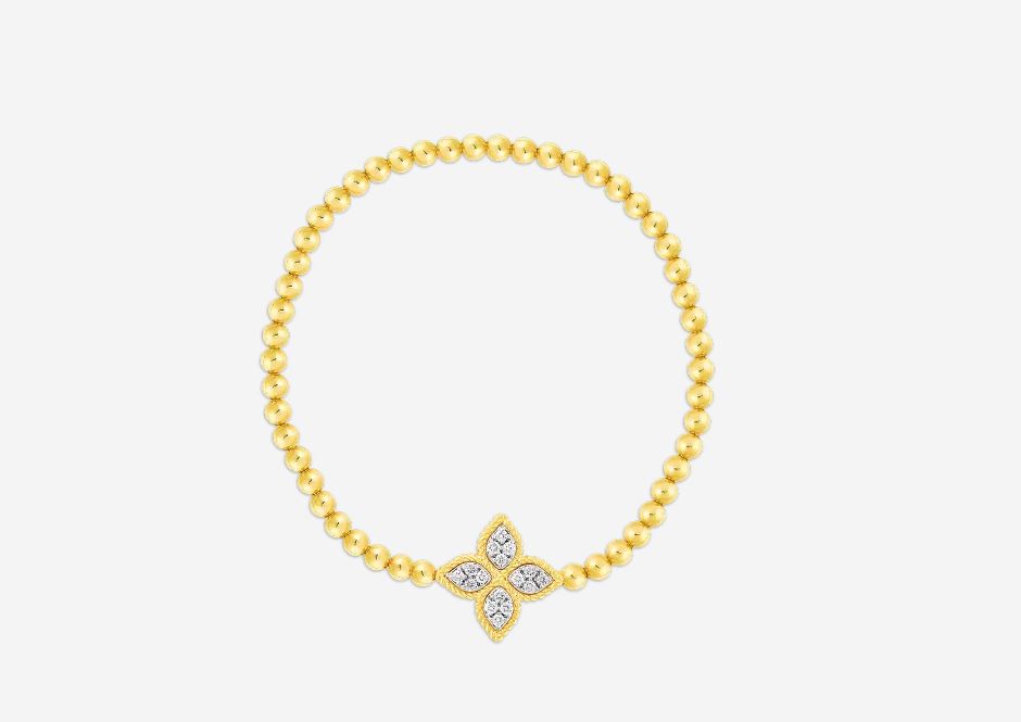 18K DIAMOND PRINCESS FLOWER BEADED BRACELET