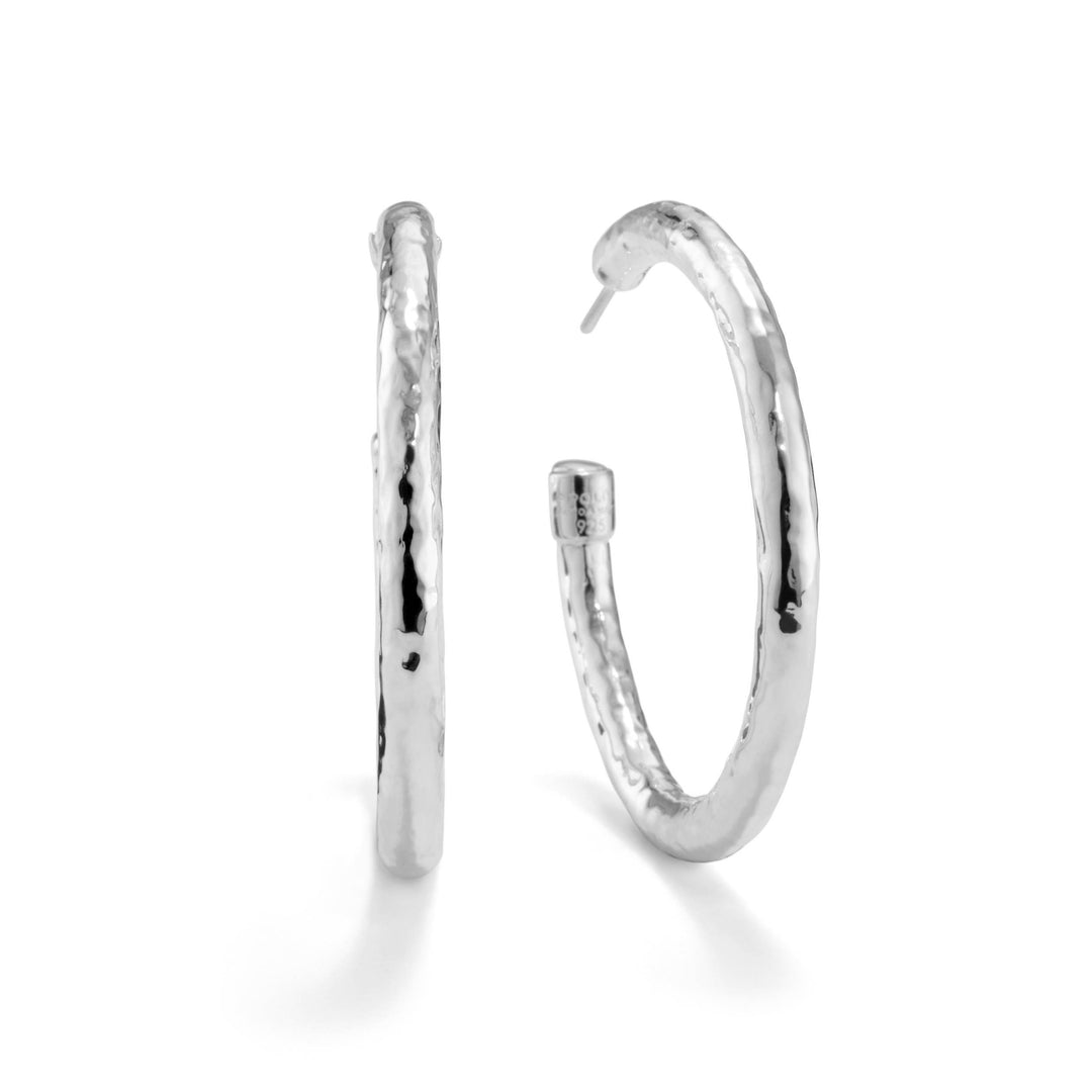 Sterling Silver Classico Medium Hammered Hoop Earrings