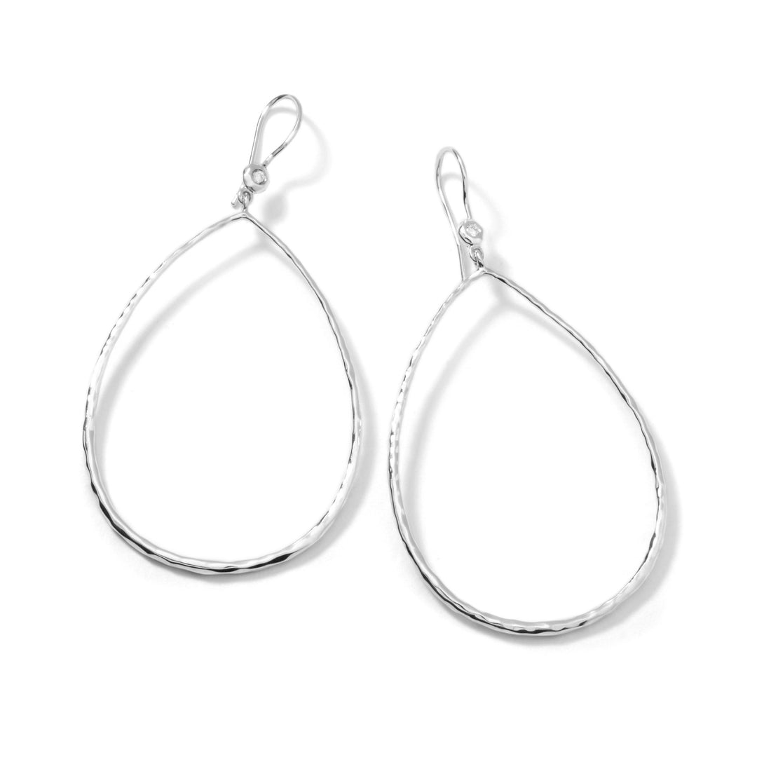 Sterling Silver Stardust Open Teardrop Earrings (.06ctw)