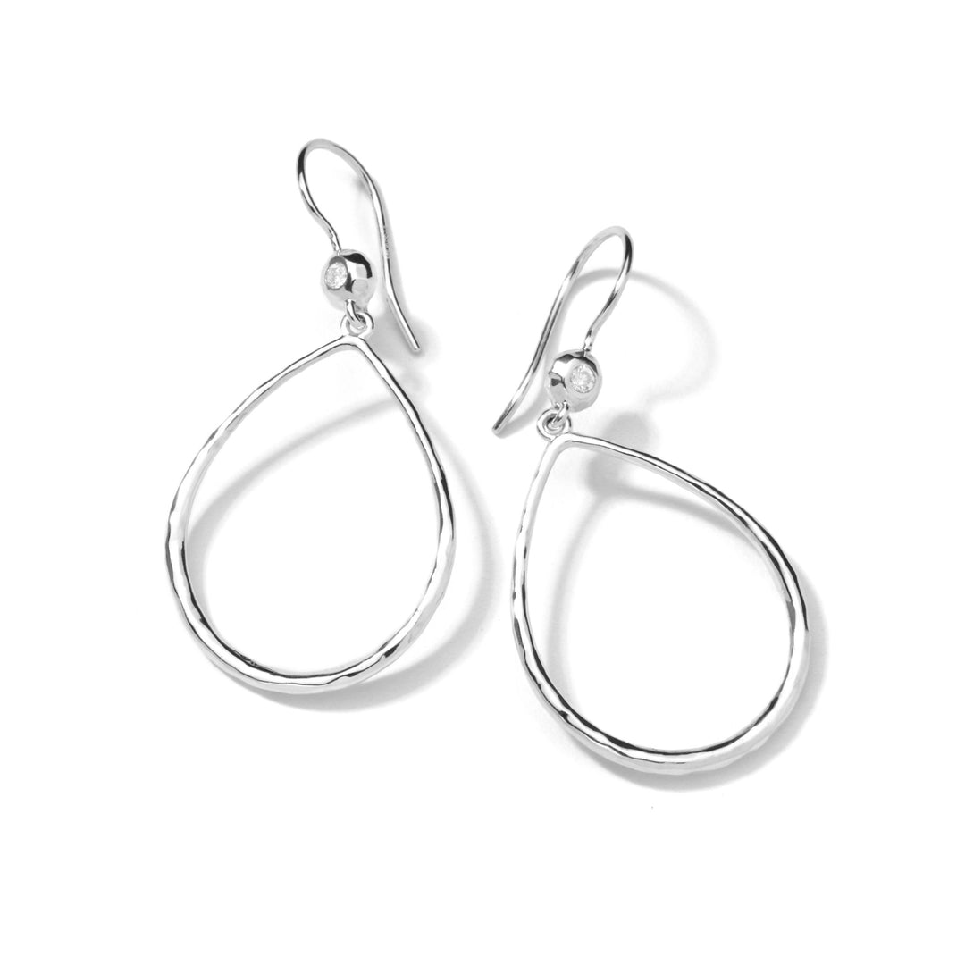 Sterling Silver Stardust Open Teardrop Earrings with Dia (.06ctw)