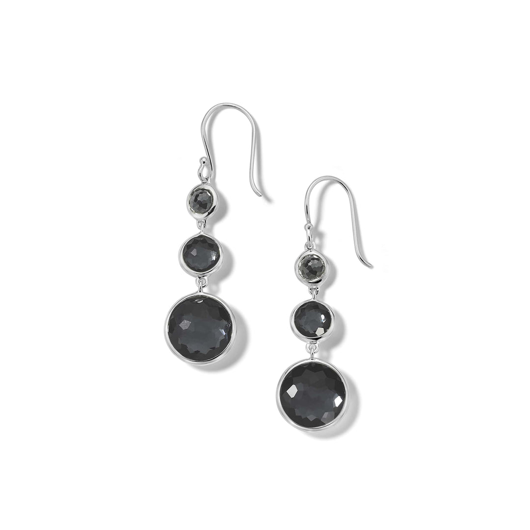 Sterling Silver Lollipop® Lollitini 3-Stone Drop Earrings in Hematite Doublets and Hematite