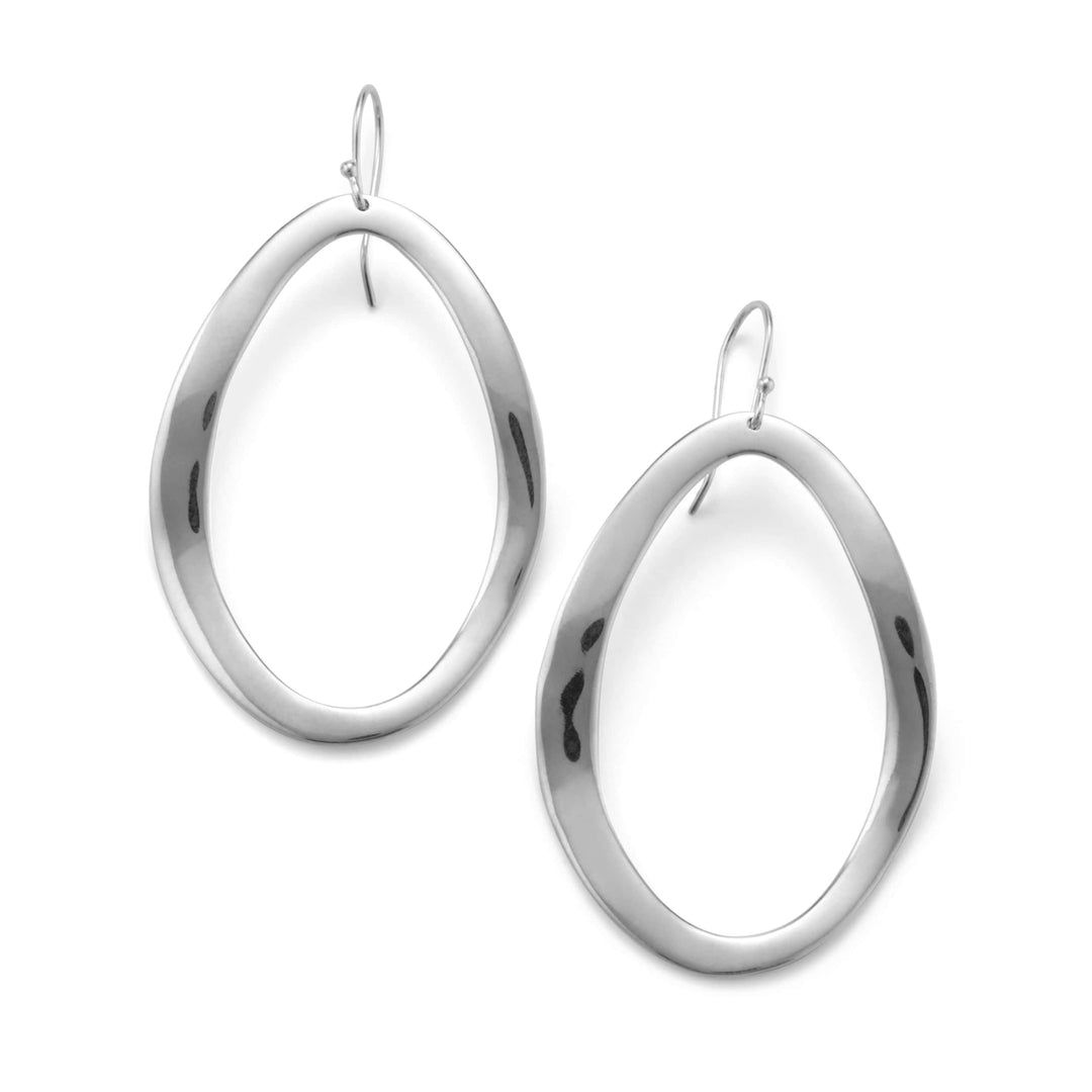 Sterling Silver Classico Wavy Open Oval Earrings