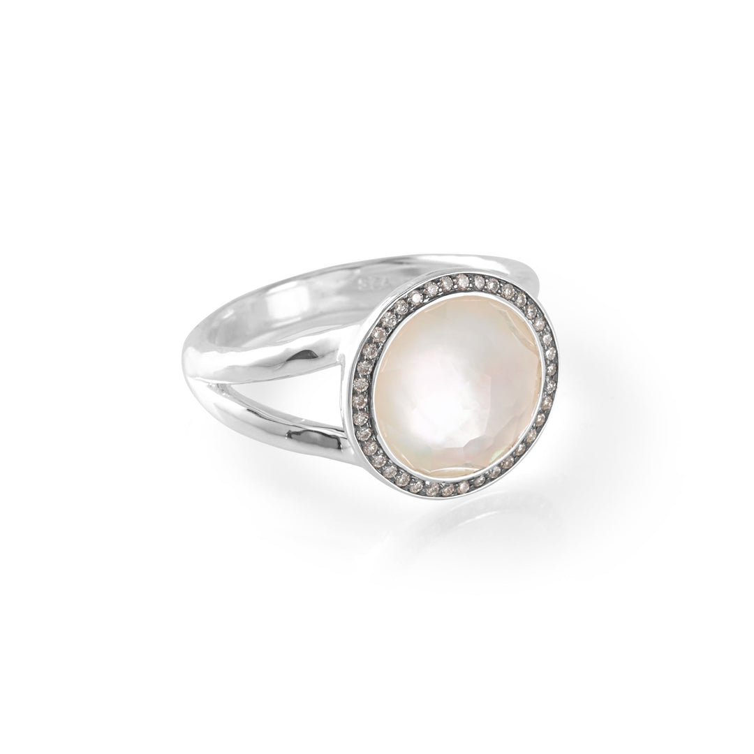 Sterling Silver Lollipop® Mini Ring in Mother-of-Pearl Doublet with Dia Pavé (.15 ctw)