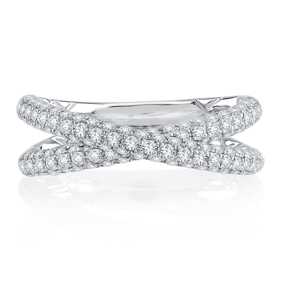 Modern Criss Cross PavÃ© Diamond Anniversary Band