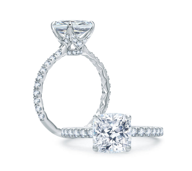 1 ct Diamond Engagement Wedding Ring French Pave Set 14k White Gold