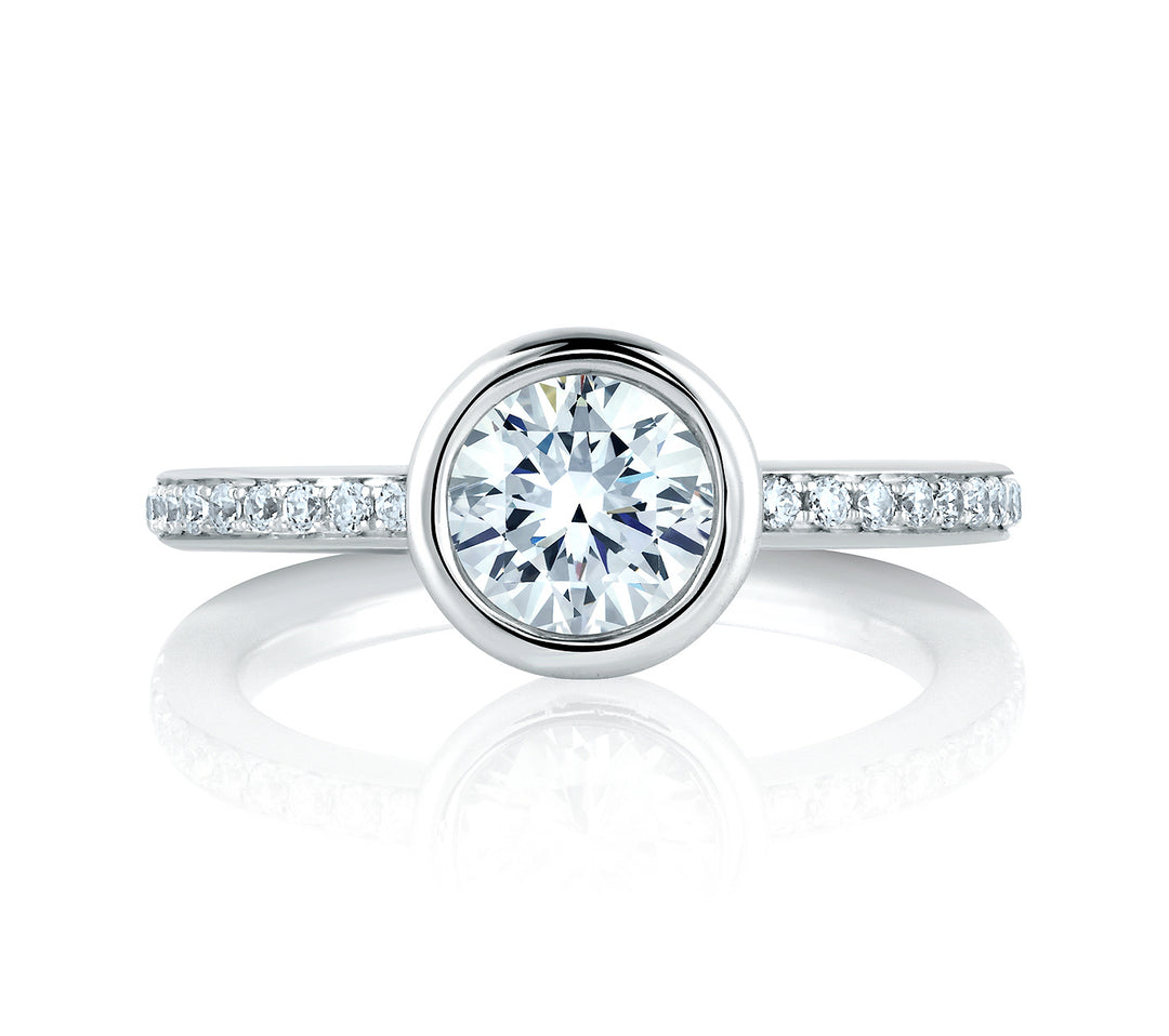 Round Architectural Bezel Engagement Ring