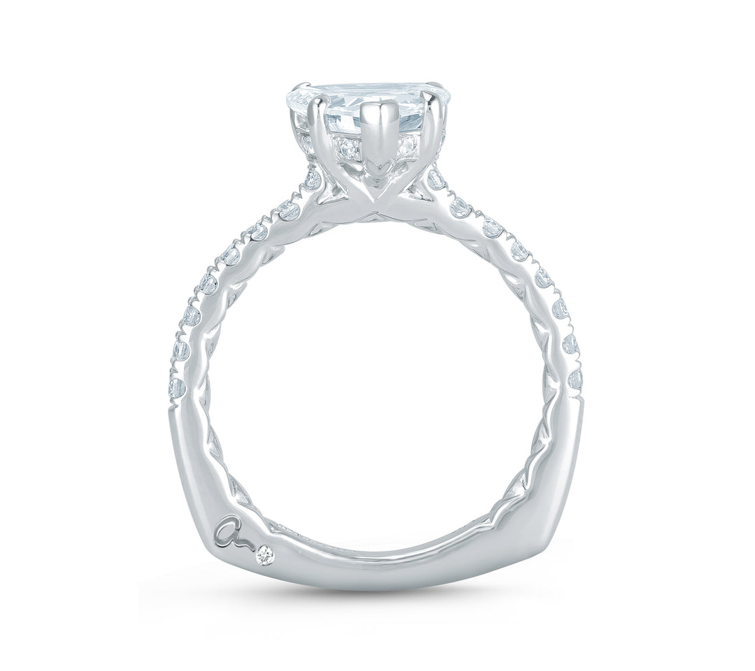 An Ode To True Love. Charming French Pave Setting Quilted Engagement Ring