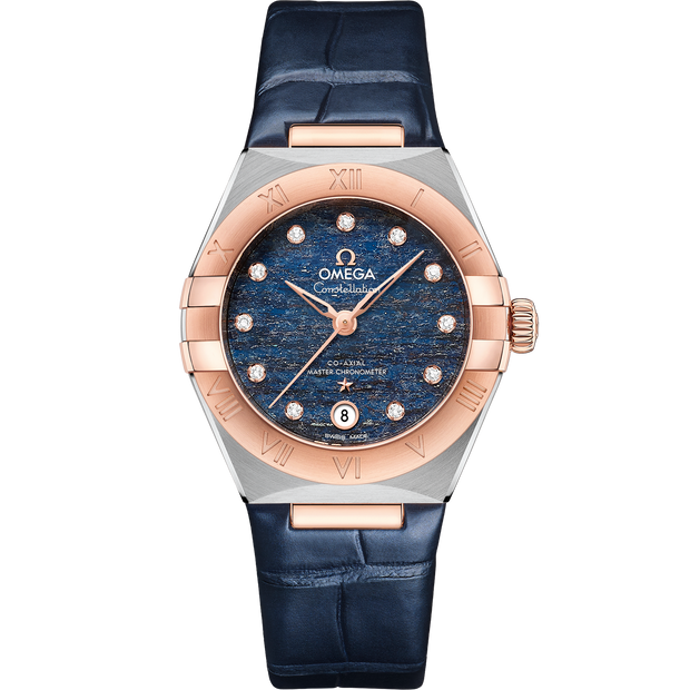 Omega Constellation 29 mm, steel - Sedna™ gold on leather strap