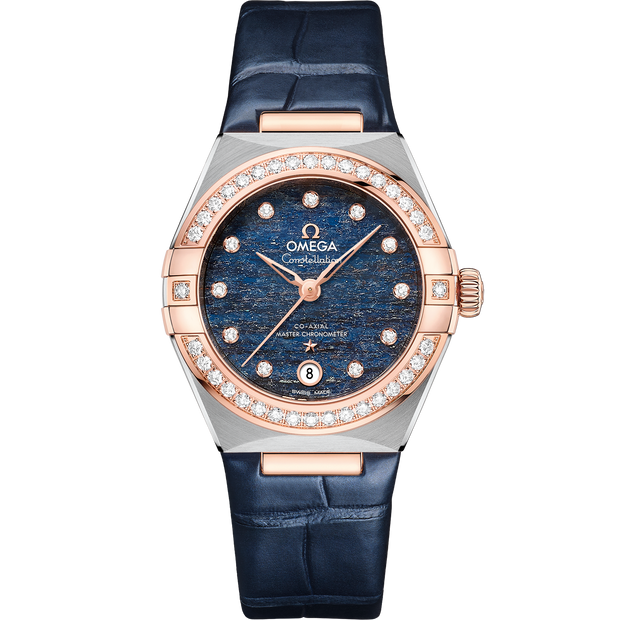 Omega Constellation 29 mm, steel - Sedna™ gold on leather strap