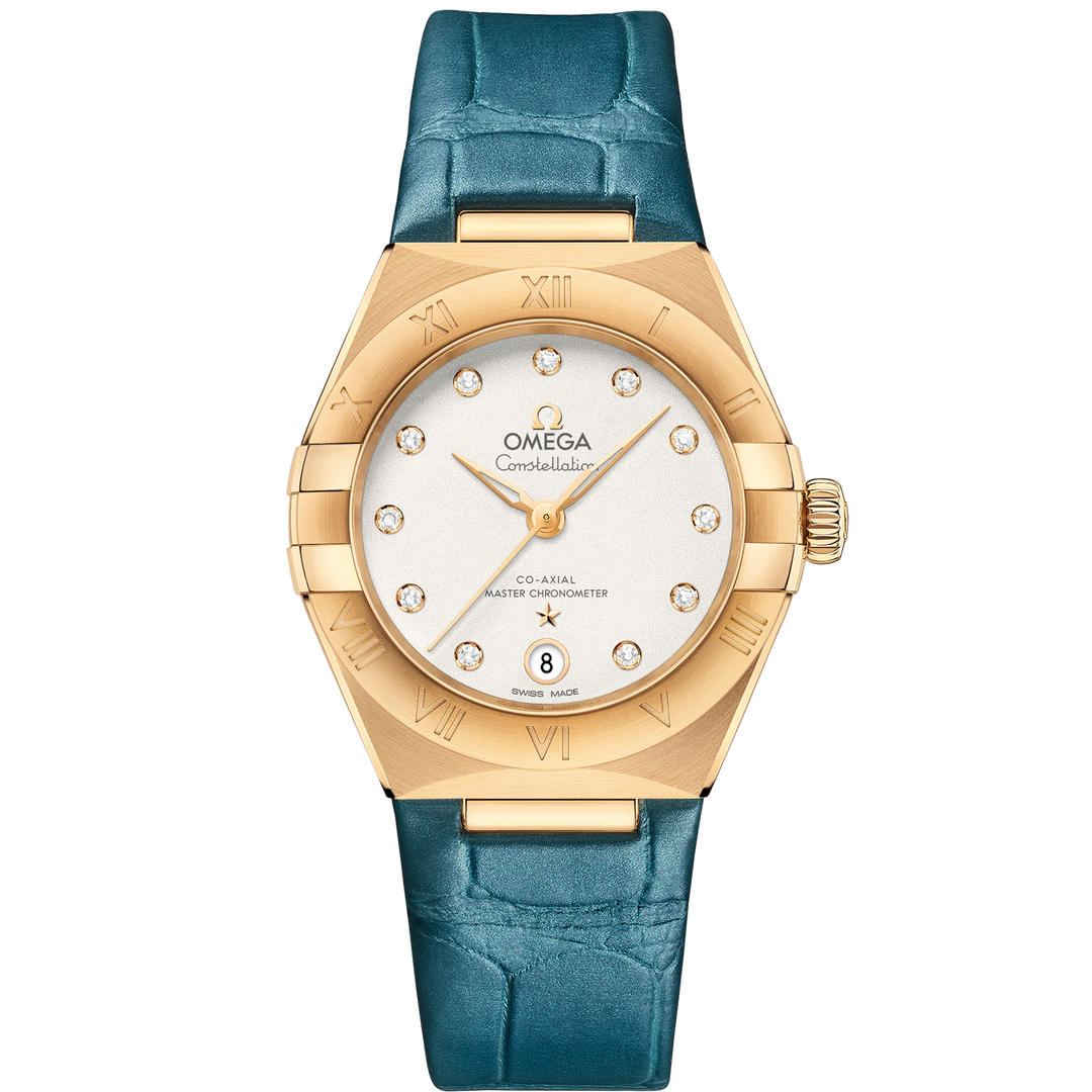 Omega Constellation 29 mm, yellow gold on leather strap