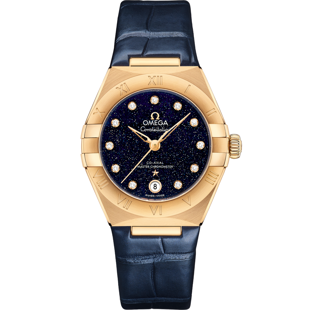 Omega Constellation 29 mm, yellow gold on leather strap