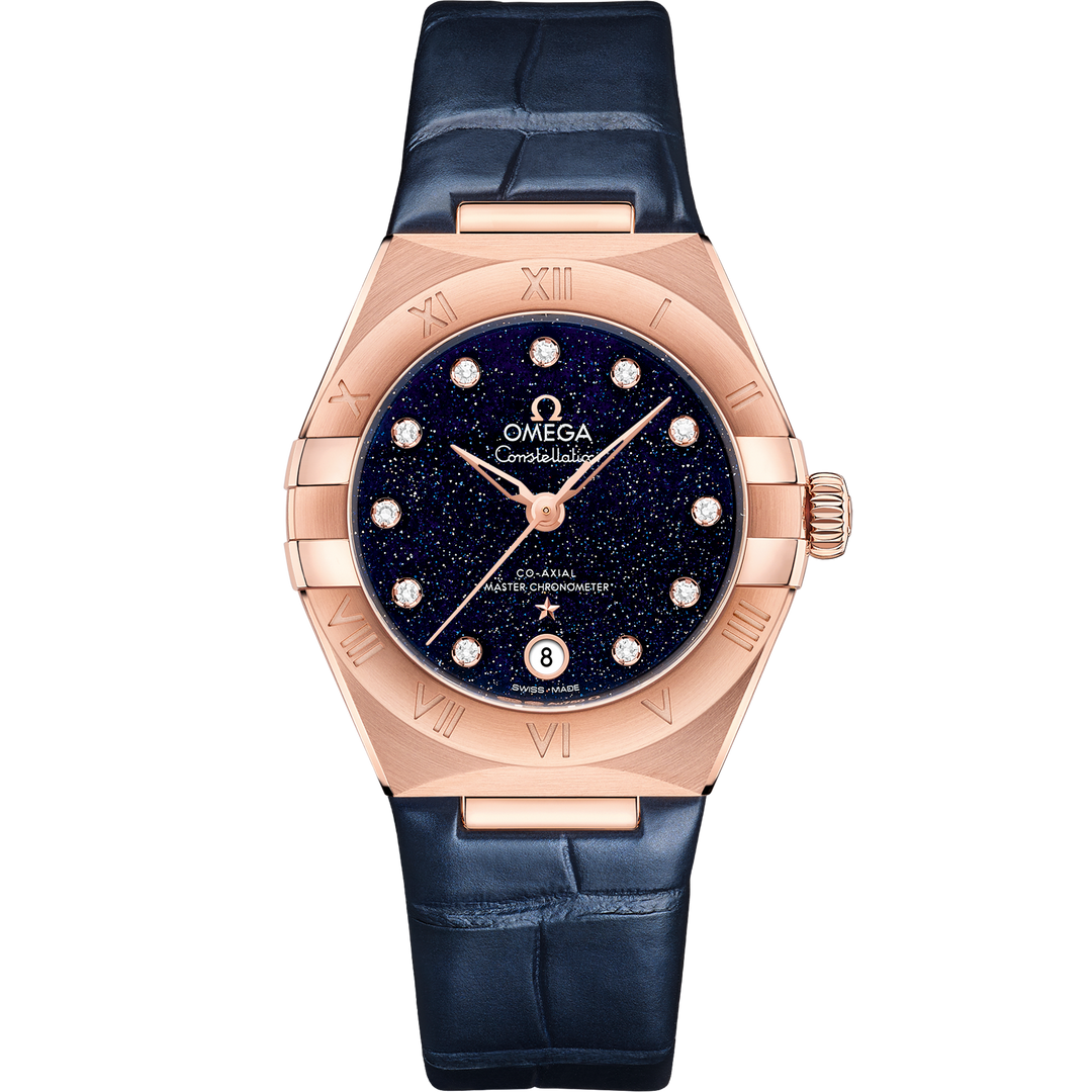 Omega Constellation 29 mm, Sedna™ gold on leather strap