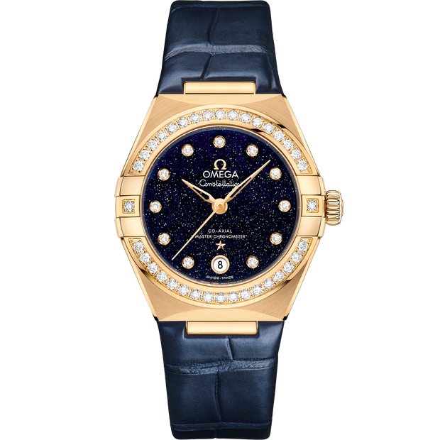 Omega Constellation 29 mm, yellow gold on leather strap