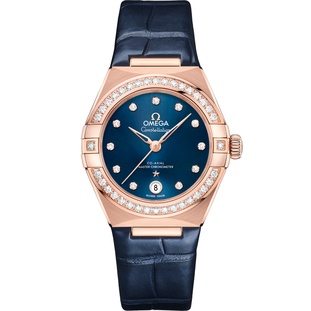 Omega Constellation 29 mm, Sedna™ gold on leather strap