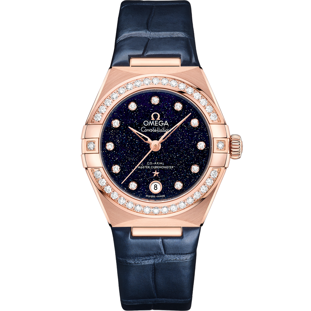 Omega Constellation 29 mm, Sedna™ gold on leather strap