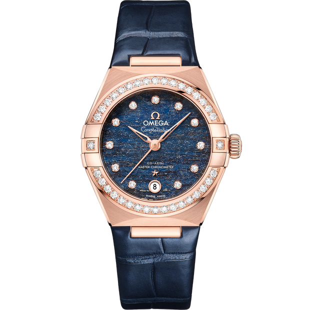 Omega Constellation 29 mm, Sedna™ gold on leather strap