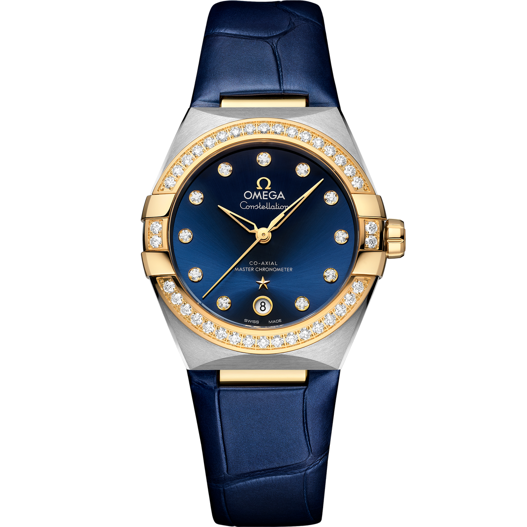 Omega Constellation 36 mm, steel - yellow gold on leather strap