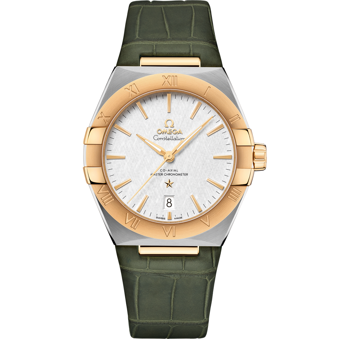 Omega Constellation 39 mm, steel - yellow gold on leather strap