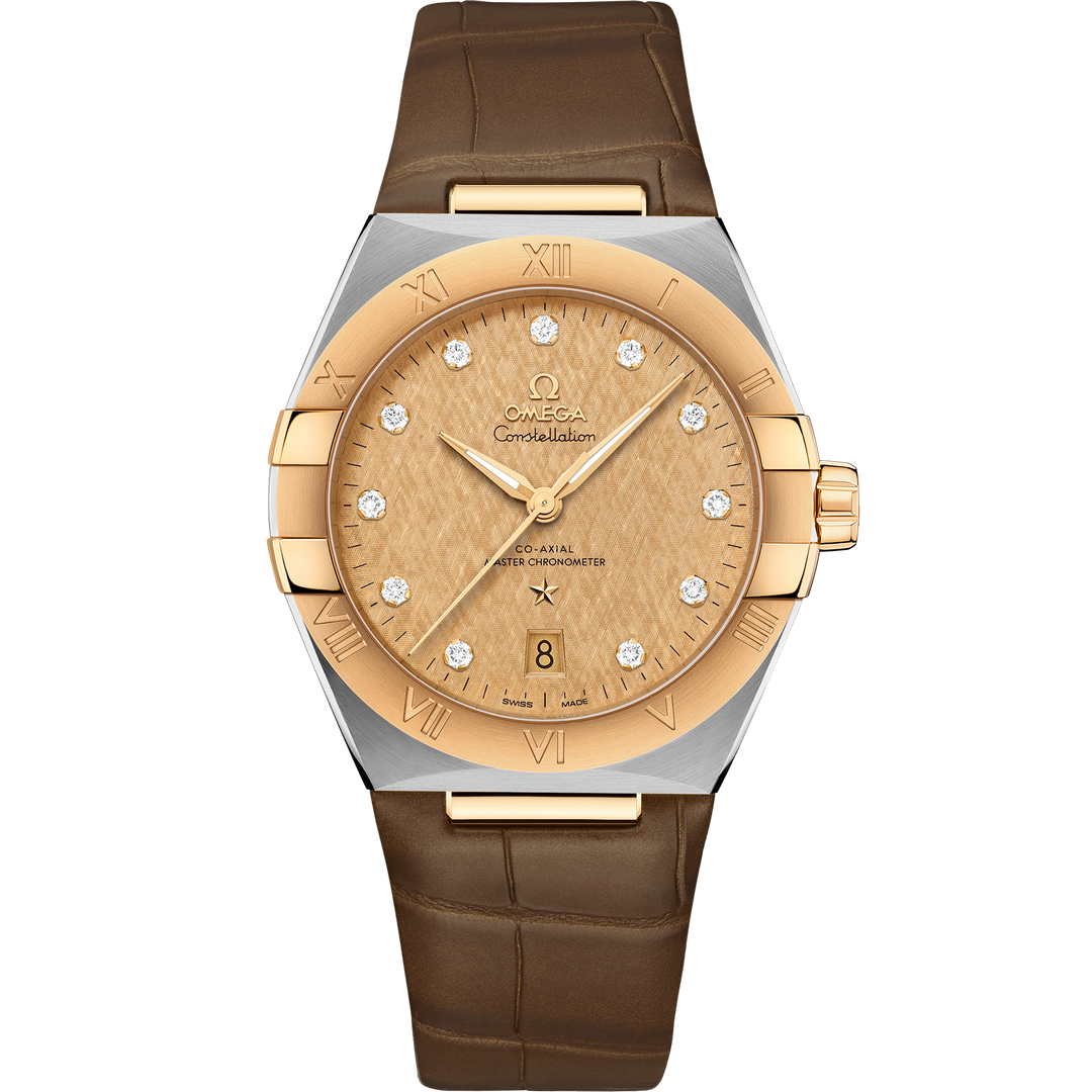 Omega Constellation 39 mm, steel - yellow gold on leather strap