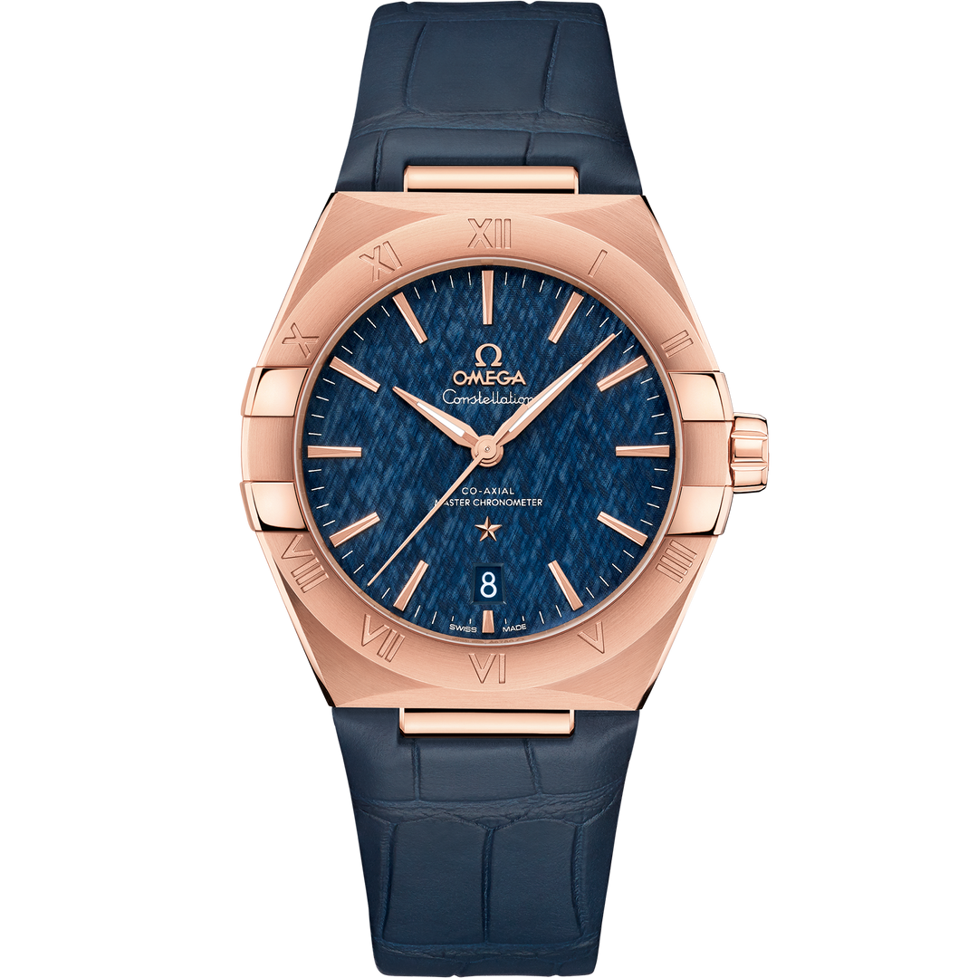 Omega Constellation 39 mm, Sedna™ gold on leather strap