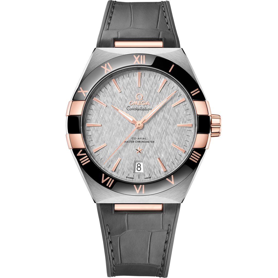 Omega Constellation 41 mm, steel - Sedna™ gold on leather strap