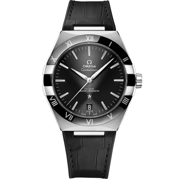 Omega Constellation 41 mm, steel on leather strap