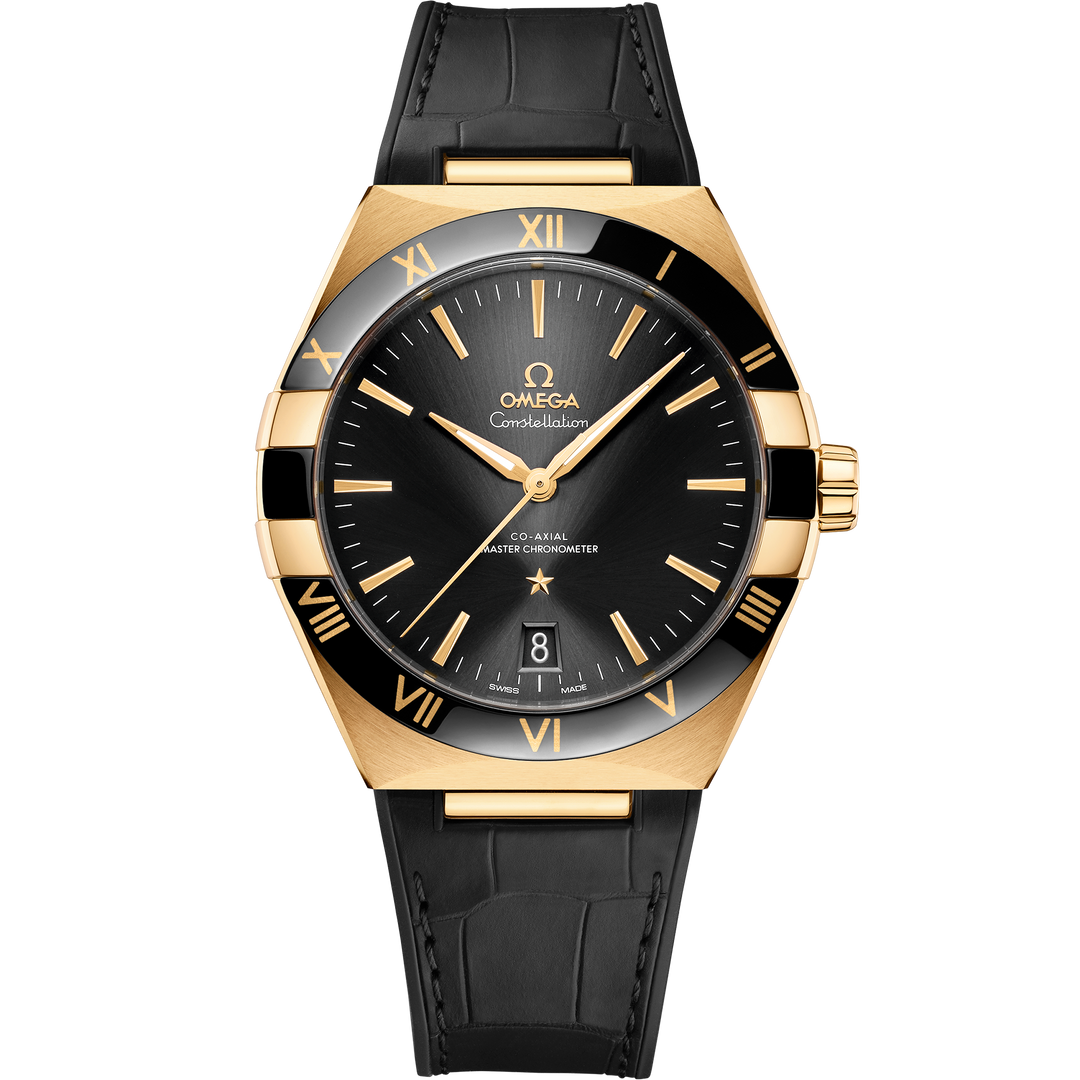 Omega Constellation 41 mm, yellow gold on leather strap