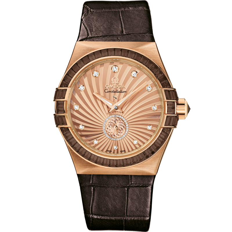 Omega Constellation 35 mm, red gold on leather strap