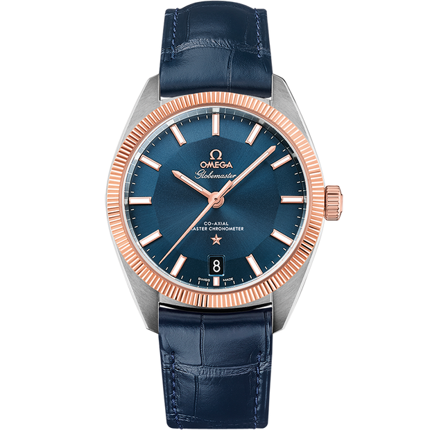 Omega Constellation Globemaster 39 mm, steel - Sedna™ gold on leather strap