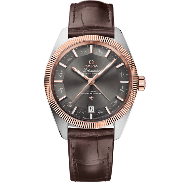 Omega Constellation Globemaster 41 mm, steel - Sedna™ gold on leather strap