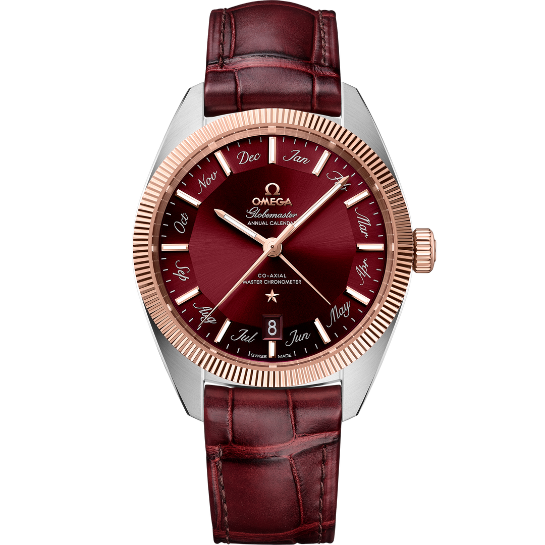 Omega Constellation Globemaster 41 mm, steel - Sedna™ gold on leather strap