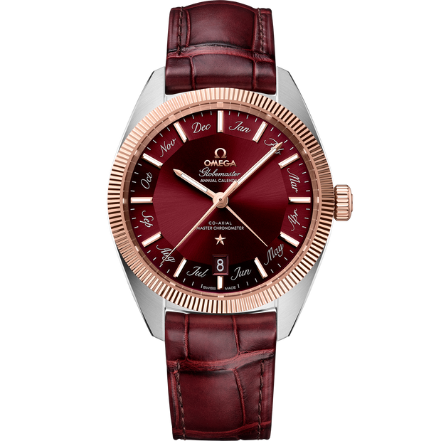 Omega Constellation Globemaster 41 mm, steel - Sedna™ gold on leather strap