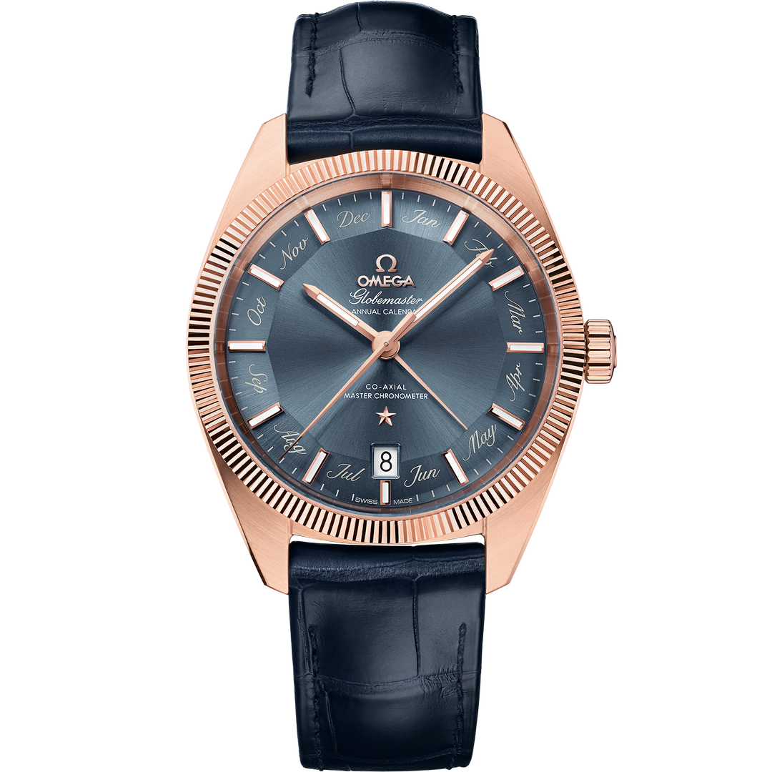 Omega Constellation Globemaster 41 mm, Sedna™ gold on leather strap