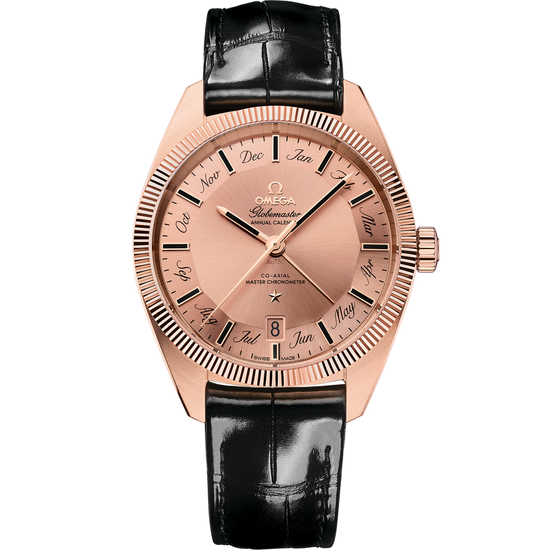 Omega Constellation Globemaster 41 mm, Sedna™ gold on leather strap