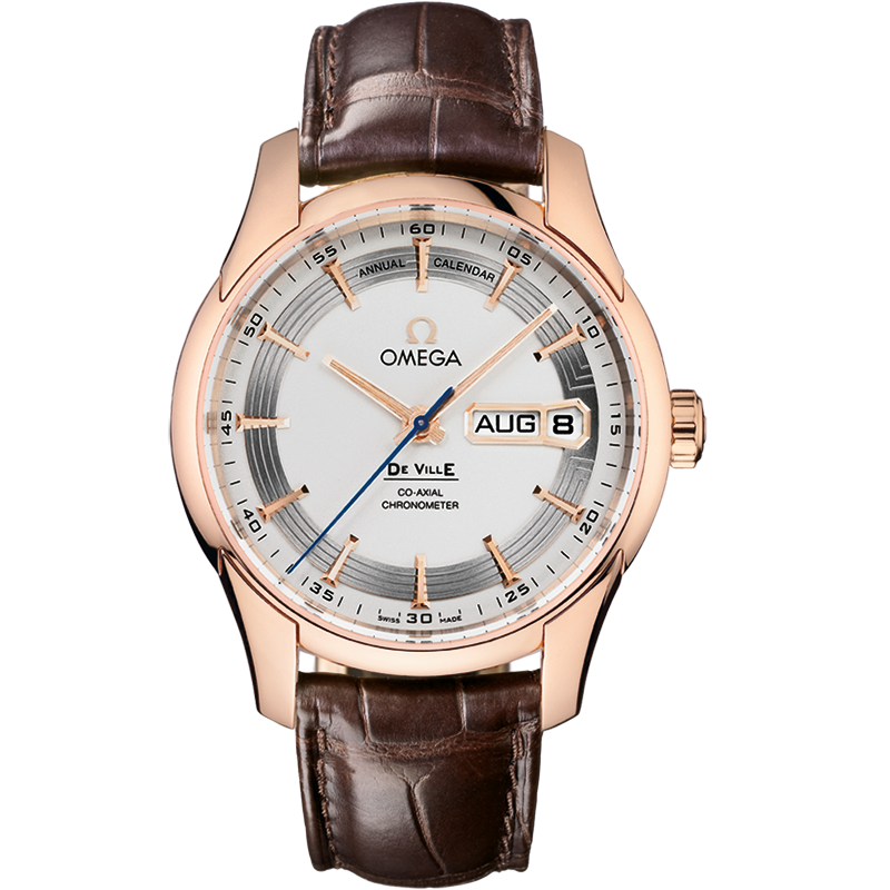 Omega De Ville Hour Vision 41 mm, red gold on leather strap