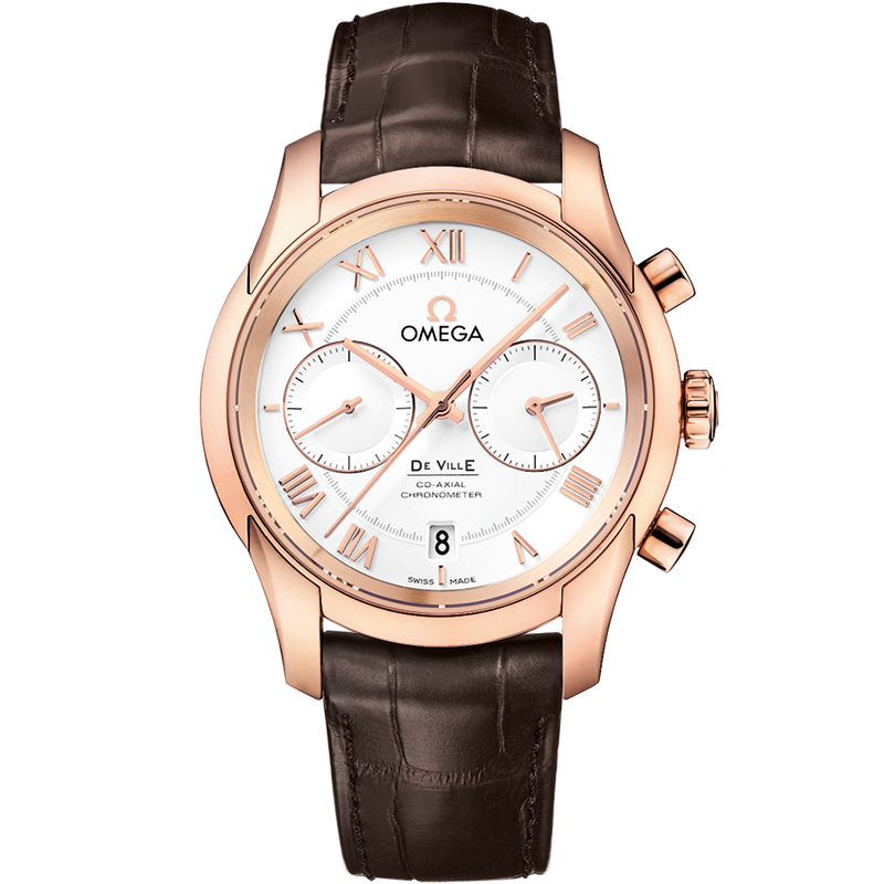 Omega De Ville Hour Vision 42 mm, red gold on leather strap