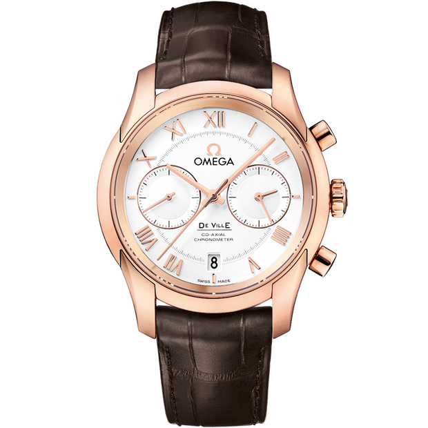 Omega De Ville Hour Vision 42 mm, red gold on leather strap