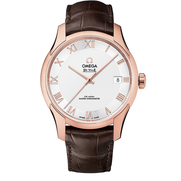 Omega De Ville Hour Vision 41 mm, Sedna™ gold on leather strap