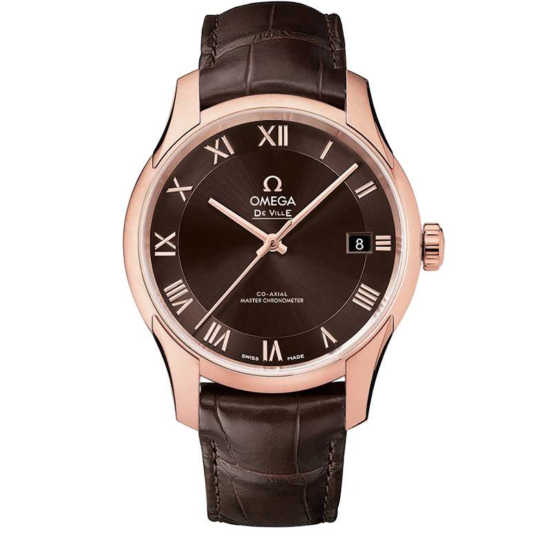 Omega De Ville Hour Vision 41 mm, Sedna™ gold on leather strap