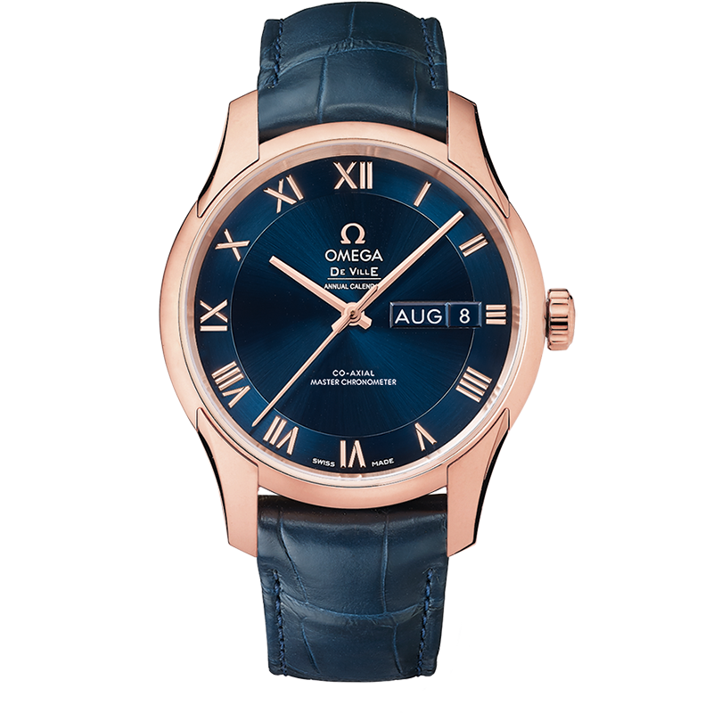 Omega De Ville Hour Vision 41 mm, Sedna™ gold on leather strap