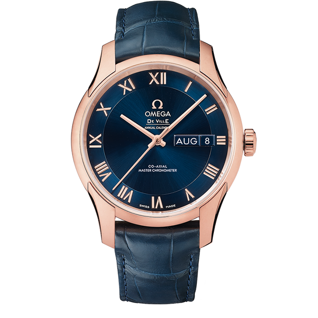 Omega De Ville Hour Vision 41 mm, Sedna™ gold on leather strap