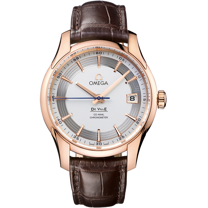 Omega De Ville Hour Vision 41 mm, red gold on leather strap